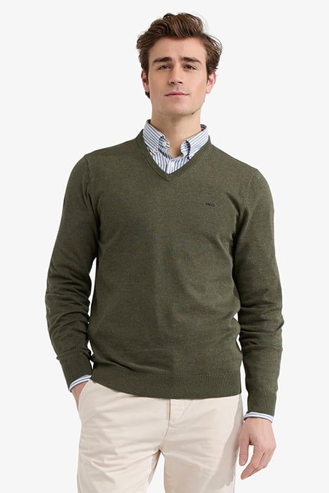 V-NECK SWEATER OLIVE 1