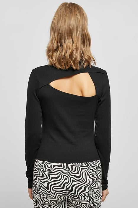 LADIES RIB BACK CUT OUT LONGSLEEVE BLACK 2
