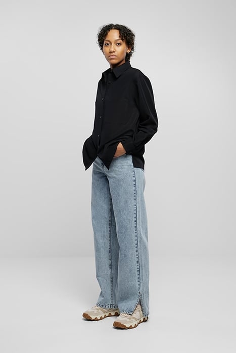 LADIES OVERSIZED TWILL SHIRT BLACK 3