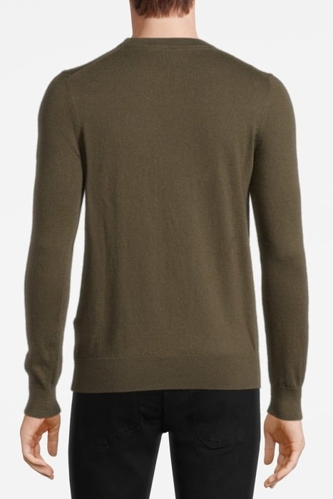 COTTON MERINO CREW NECK JUMPER OLIVE 2