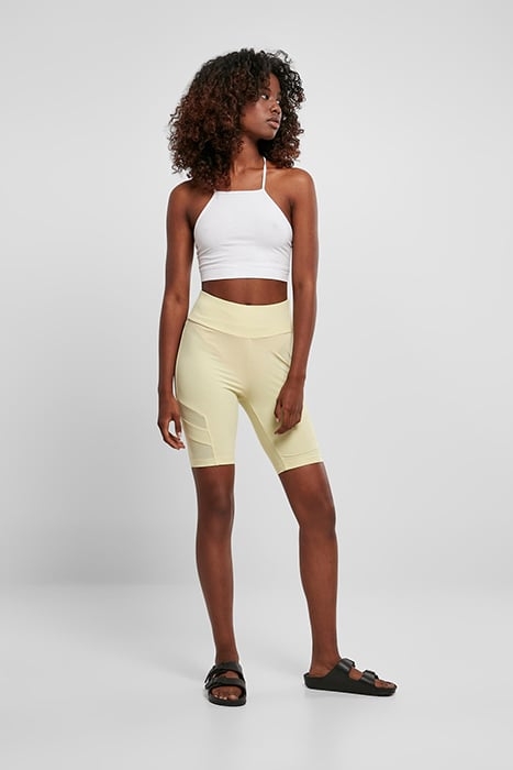 LADIES HIGH WAIST TECH MESH CYCLE SHORTS SOFTYELLOW 3