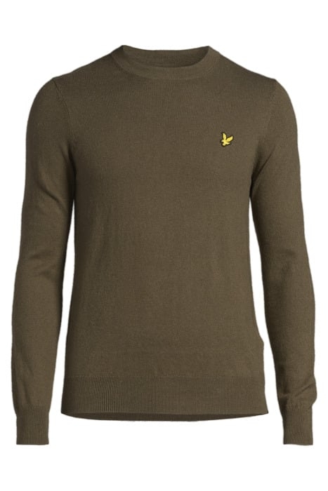 COTTON MERINO CREW NECK JUMPER OLIVE 3