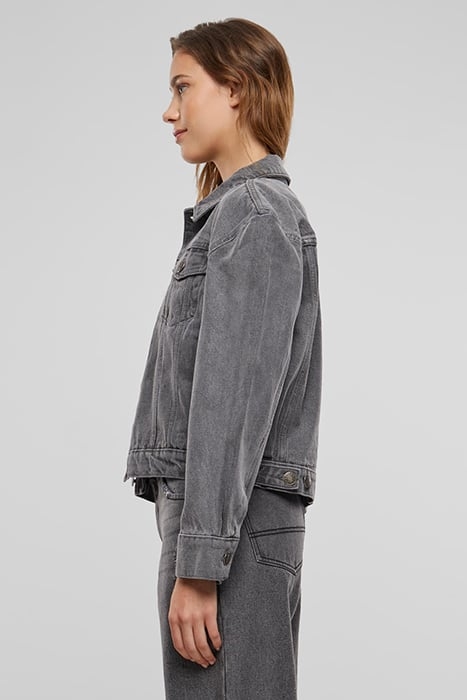 LADIES 80‘S OVERSIZED DENIM JACKET NEW GREY WASHED 4