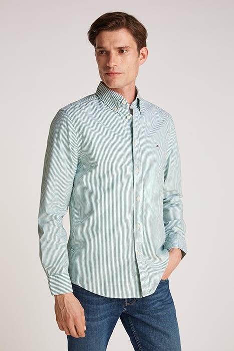FLEX POPLIN CASUAL SHIRT RELAXED FIT GREEN/WHITE 1