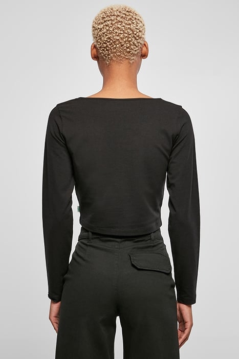 LADIES ORGANIC WIDE NECK CROPPED LONGSLEEVE BLACK 2
