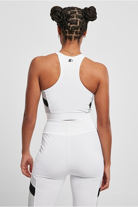 LADIES STARTER SPORTS CROPPED TOP WHITE/BLACK 2