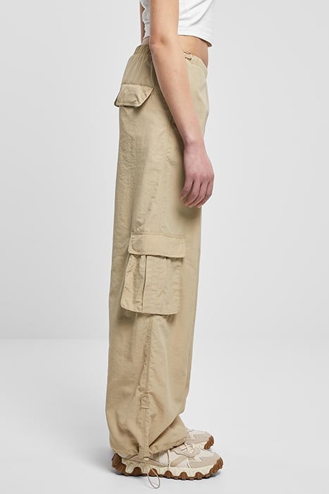 LADIES WIDE CRINKLE NYLON CARGO PANTS CONCRETE 7