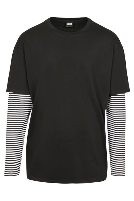 OVERSIZED DOUBLE LAYER STRIPED LS TEE BLACK 4