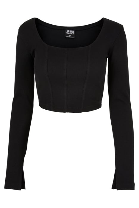 LADIES SHORT RIB CORSAGE LONGSLEEVE BLACK 4