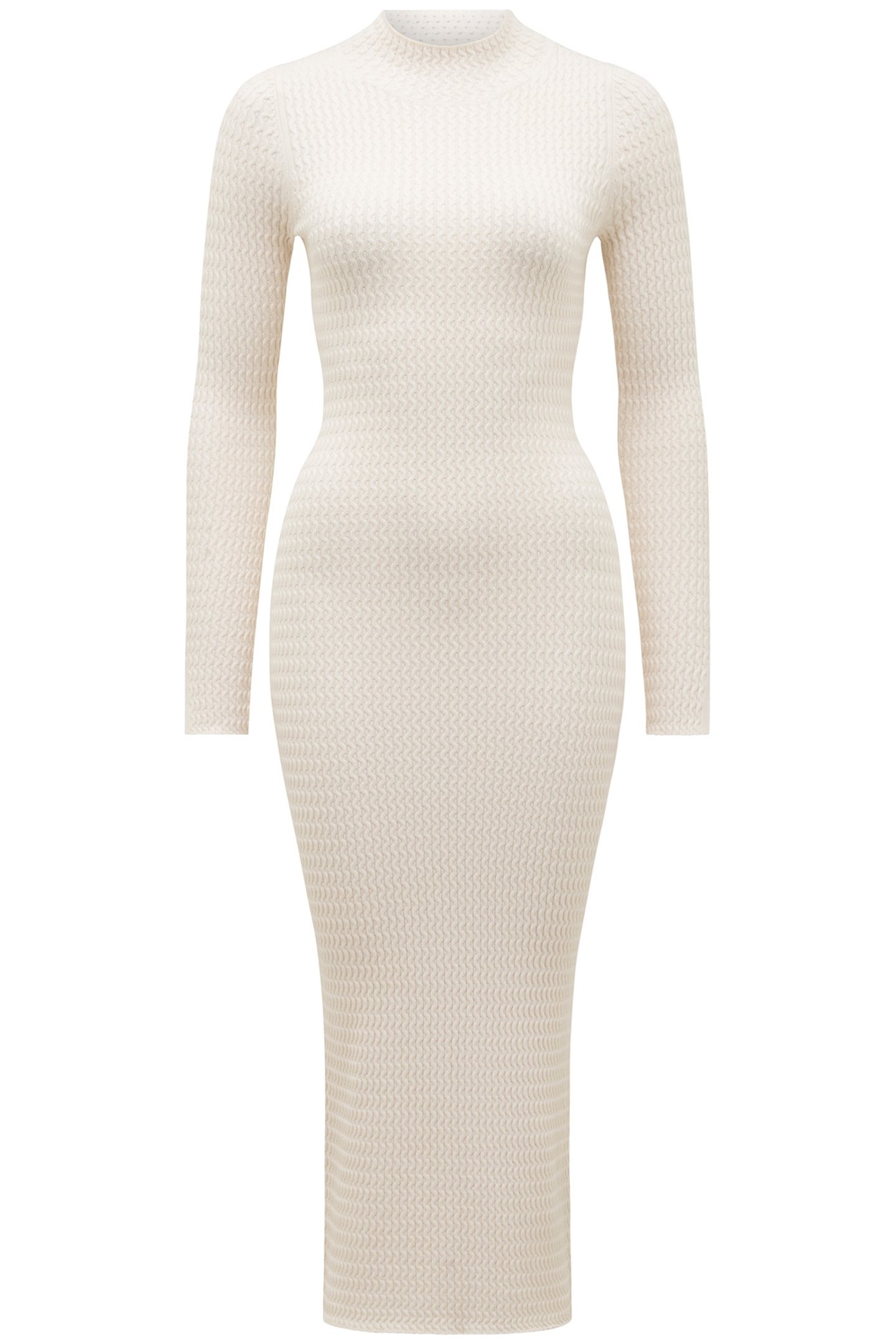 GEORGIA PETITE TEXTURED KNITTED DRESS CREAM 3