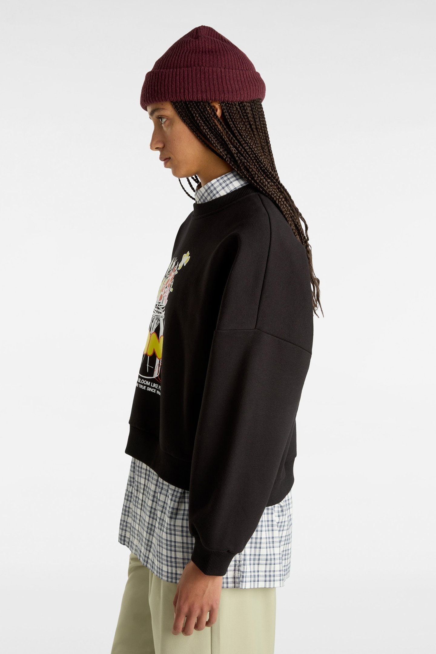 BOUQUET LOOSE CREW FLEECE BLACK 6