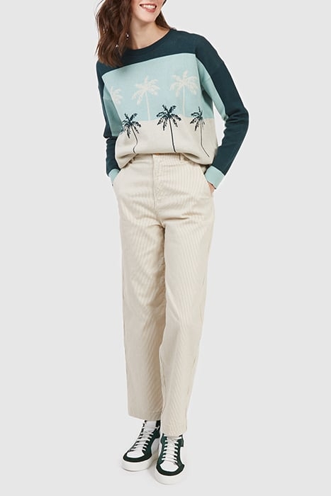 IMPERIAL GREEN PALM MOTIF JACQUARD KNIT SWEATER 1