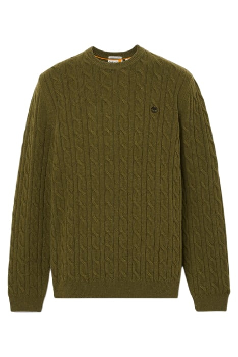 PHILLIPS BROOK CABLE CREW NECK SWEATER DARK OLIVE 3
