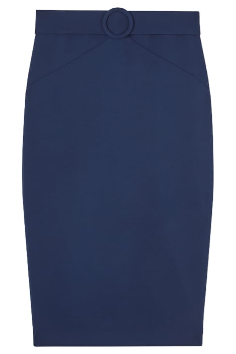 KLAUDIA BELTED MIDI SKIRT NAVY 3