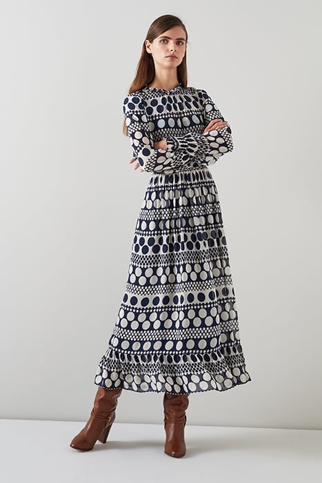 SUSIE - MIDI DRESS NAVY/CREAM 3