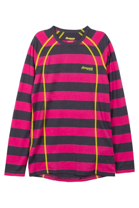 FJELLRAPP YOUTH SHIRT HOT PINK / SOLID DARK GREY STRIPED 1