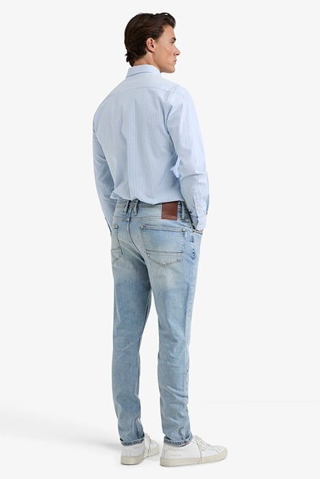 STRETCH OXFORD SHIRT SMALL STRIPE LIGHT BLUE 3