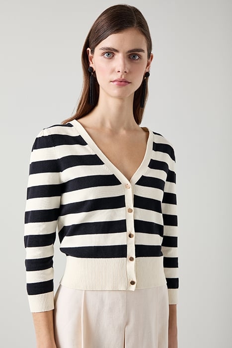 BELLS STRIPE CARDIGAN BLACK/CREAM 1
