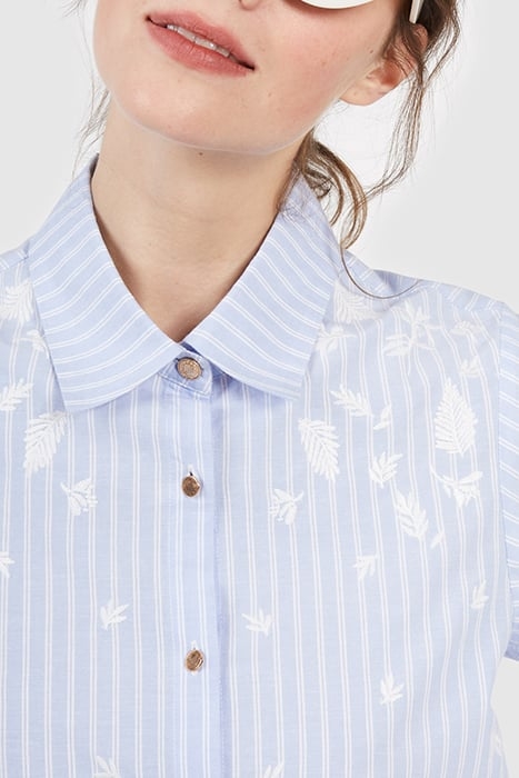 SKY BLUE STRIPED SHIRT DRESS, EMBROIDERED DICKEY 5