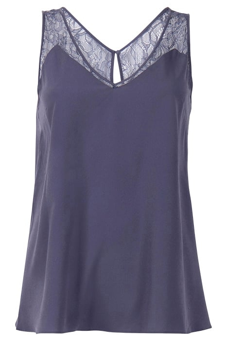 CREPE LIGHT LACE TRIM VEST BLUE 1