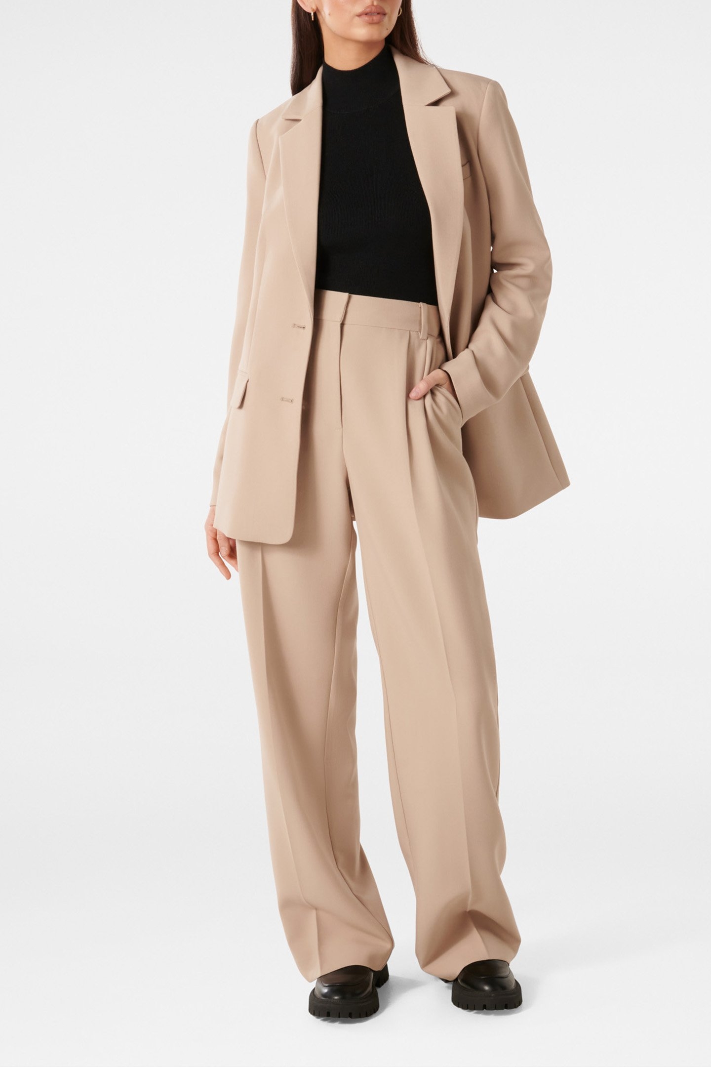 TESSA STRAIGHT LEG PANTS DESERT TAUPE SUIT 3