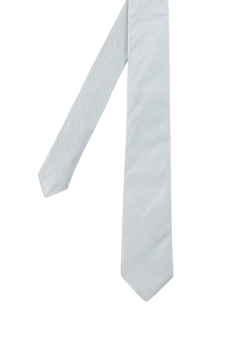 MEN TIE NARROW PLAIN ICE WHITE 1