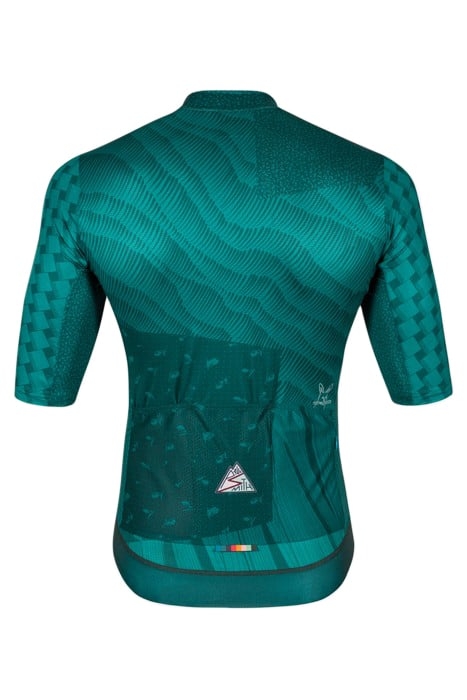 MENS CYCLE JERSEY SEASONAL PRINT VERY DARK GREEN 2