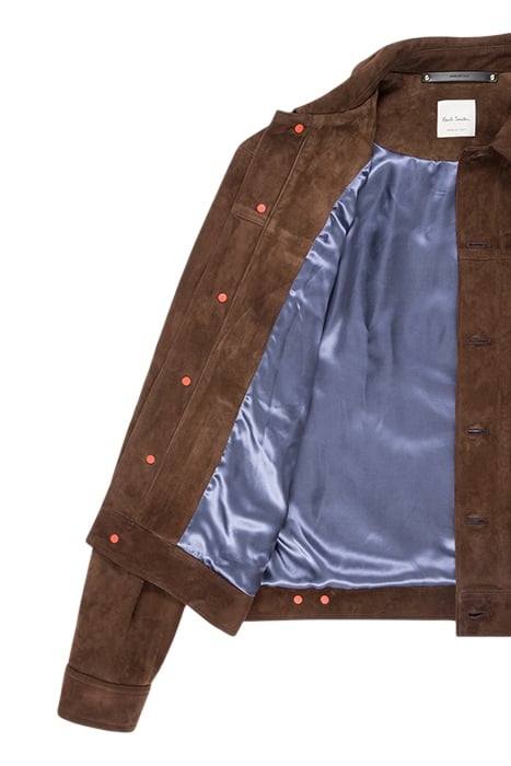 MENS SUEDE DENIM STYLE JACKET DARK BROWN 6