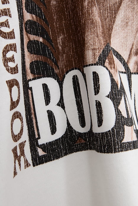 WHITE ORGANIC COTTON T-SHIRT, BOB MARLEY IMAGE 5