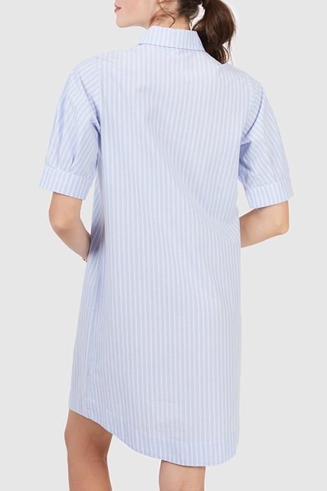 SKY BLUE STRIPED SHIRT DRESS, EMBROIDERED DICKEY 2