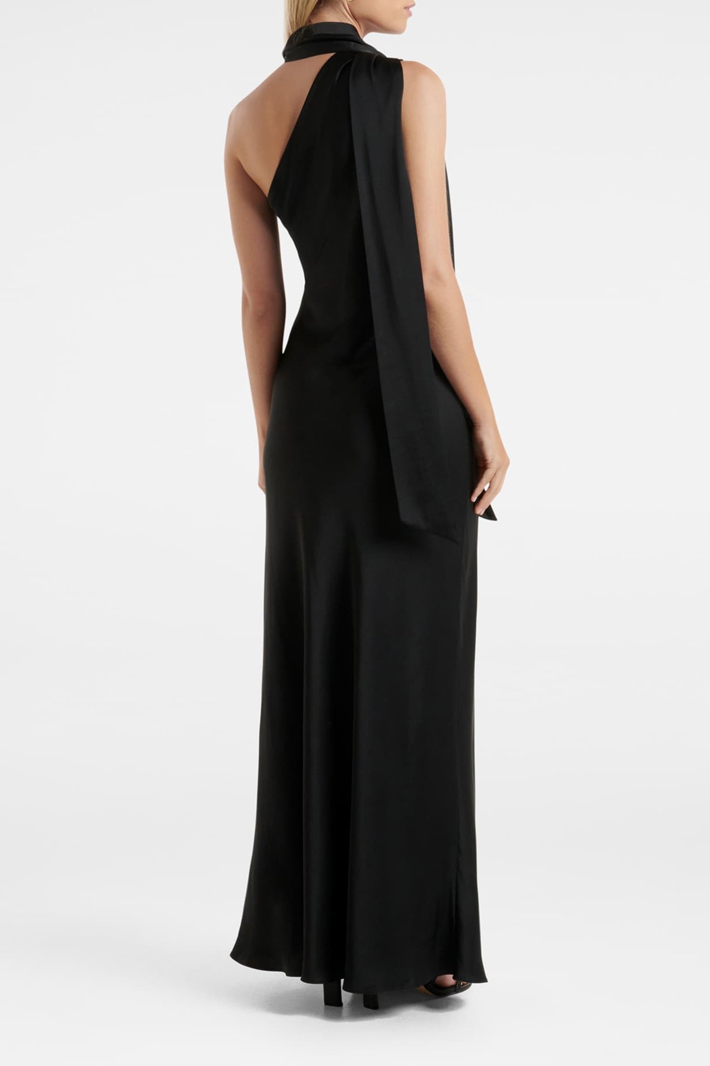 REMINGTON ASYMMETRICAL SCARF DRESS BLACK 2