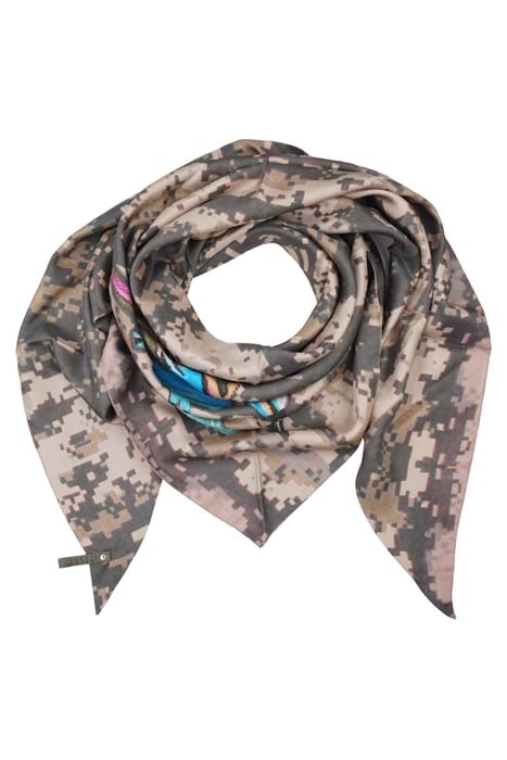 SILK SCARF ST. TROPEZ PIXEL CAMOUFLAGE GREEN 1
