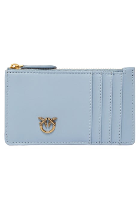 AIRONE CARDHOLDER SHEEP NAPPA LIGHT BLUE-ANTIQUE GOLD 1
