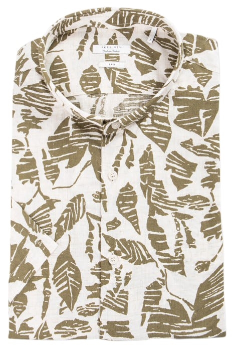 KHAKI REGULAR SHIRT WITH ETHNIC MOTIFS 6