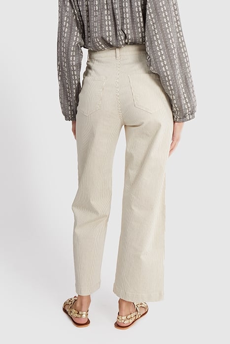 BEIGE FINE-STRIPED WIDE-LEG TROUSERS 2