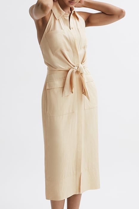 CAMILLA-LINEN HALTER MIDI NEUTRAL 2