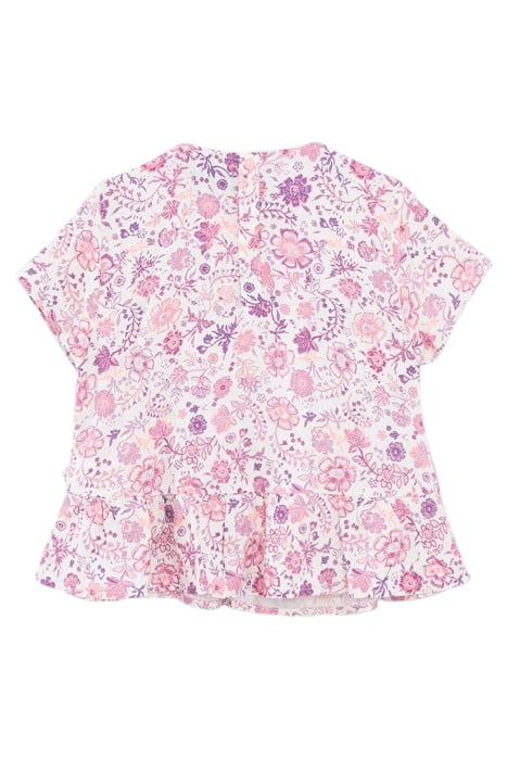 GIRLS' OFF-WHITE BLOUSE WITH VIOLET FLOWER PRINT 2