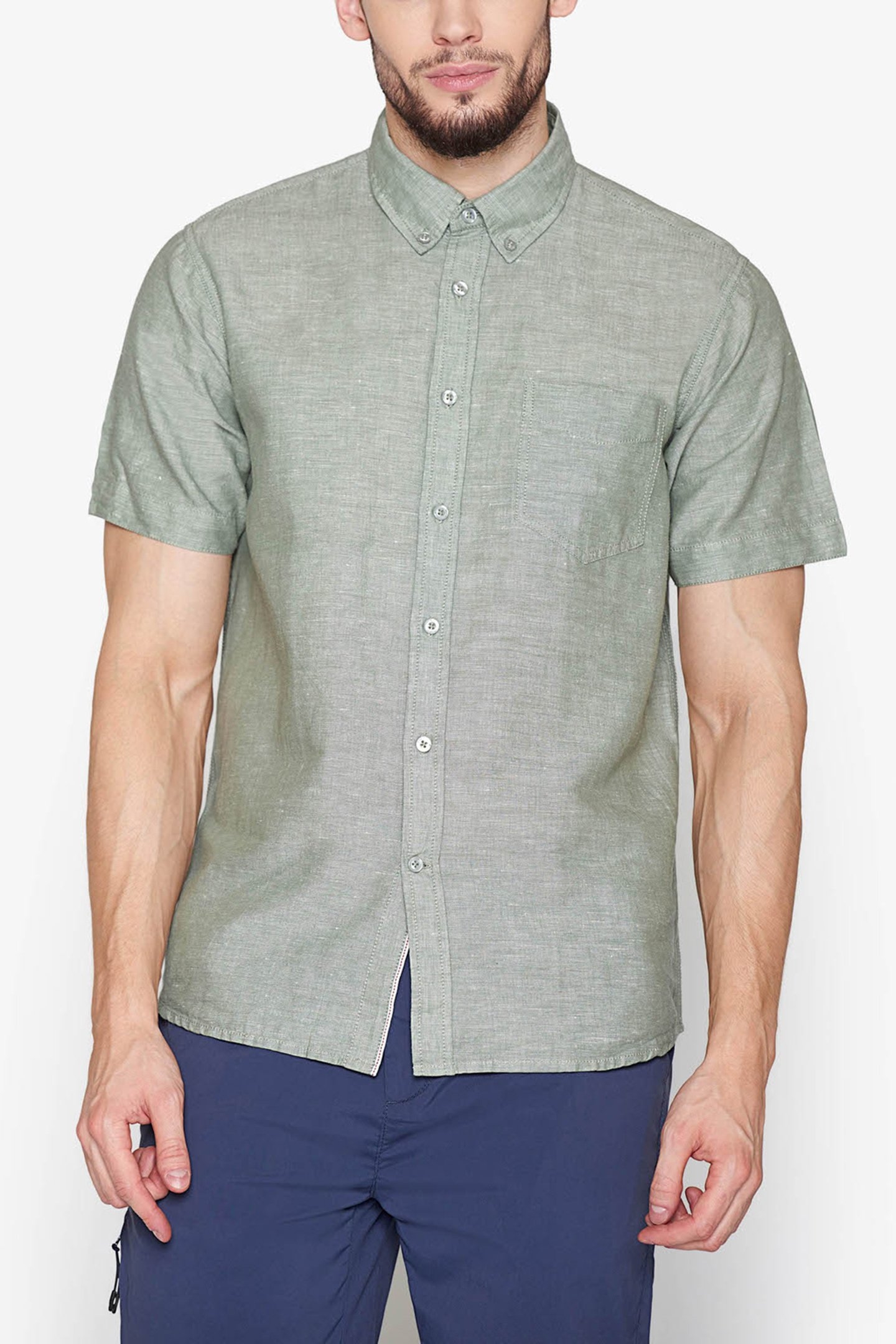 THERKELSI LINEN/COTTON BOTTLE GREEN 1