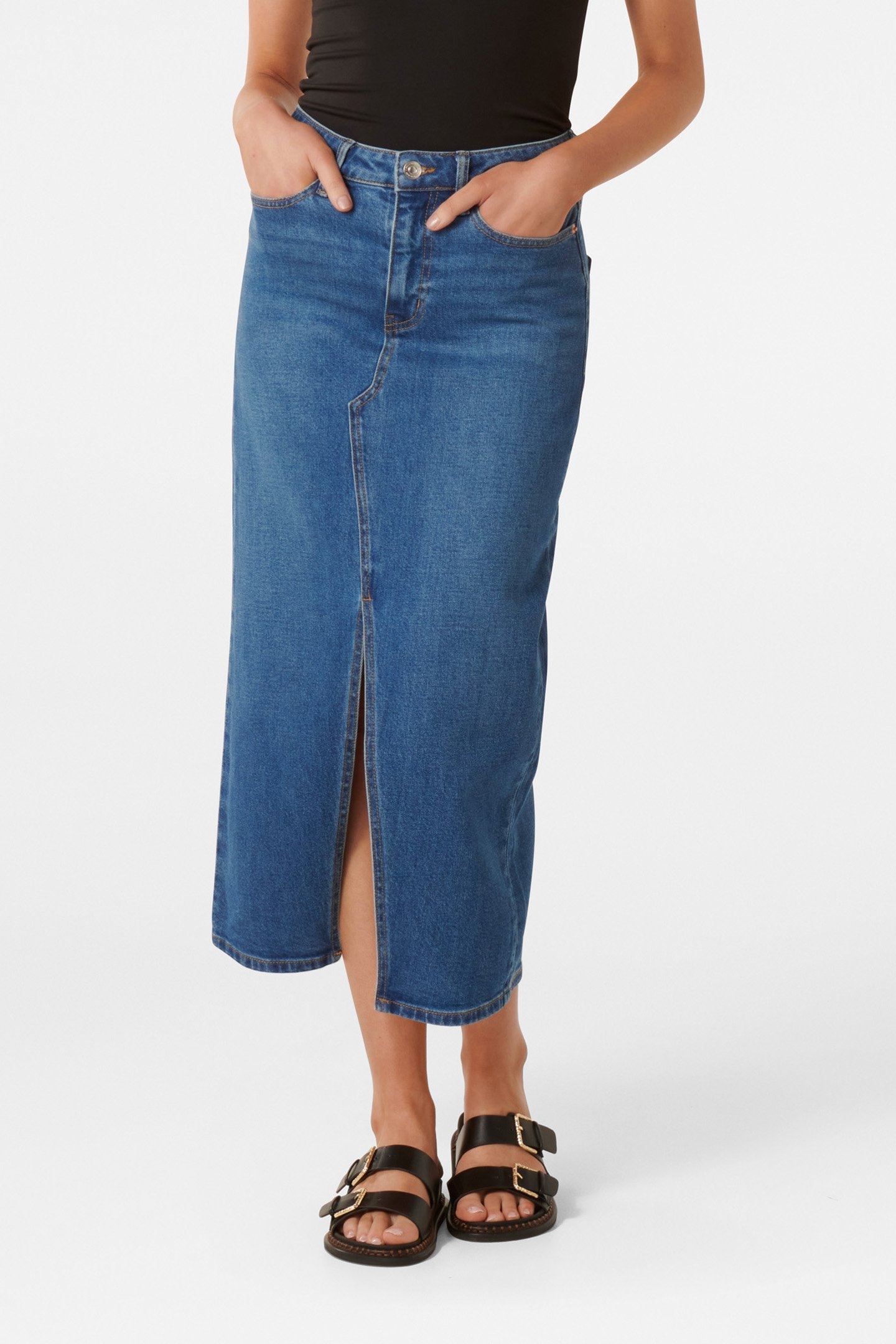 MARION MIDAXI SKIRT DARK WASH 1