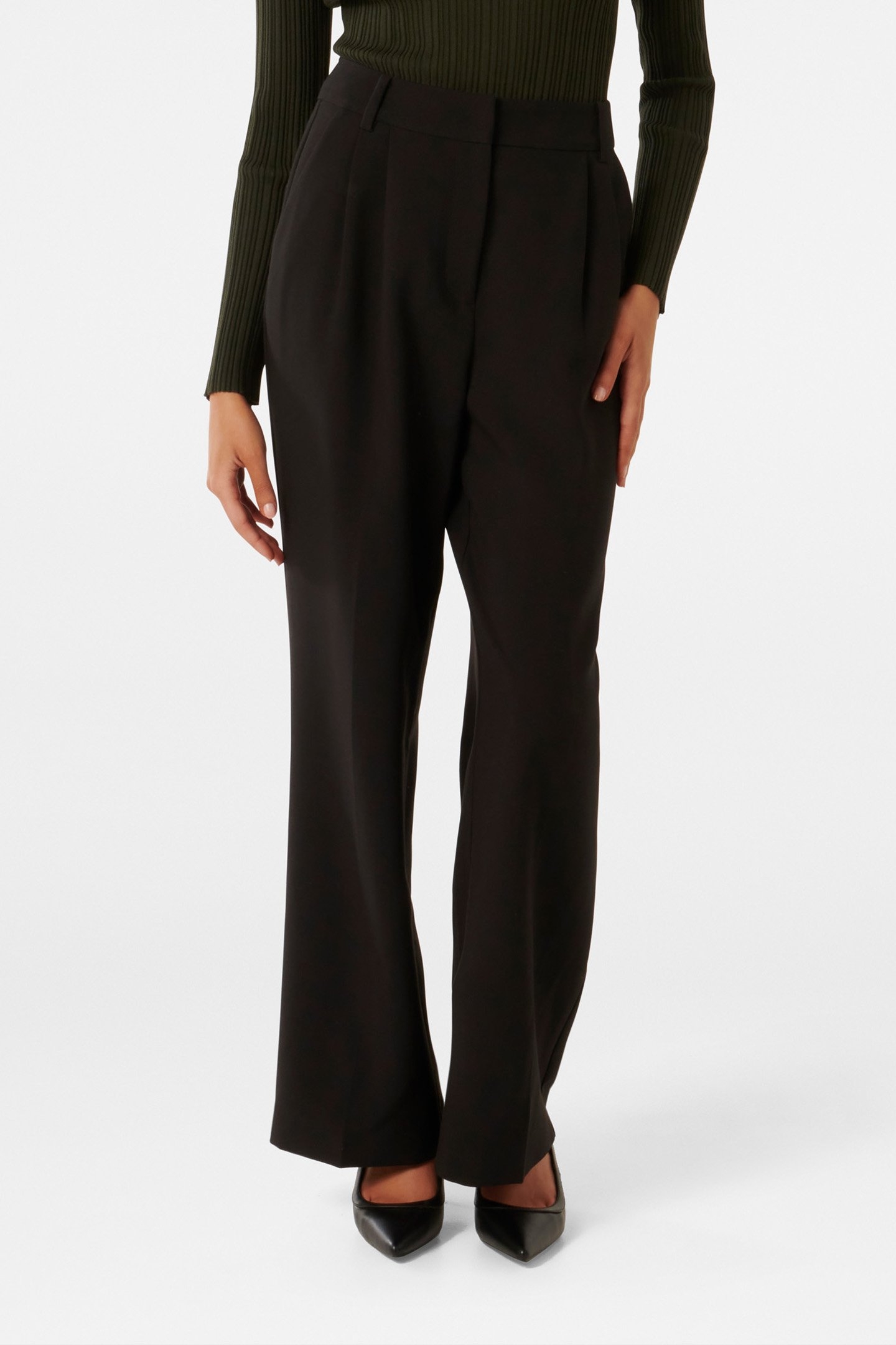 TESSA PETITE STRAIGHT LEG PANTS BLACK 1