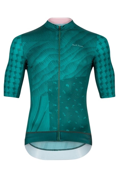 MENS CYCLE JERSEY SEASONAL PRINT VERY DARK GREEN 1