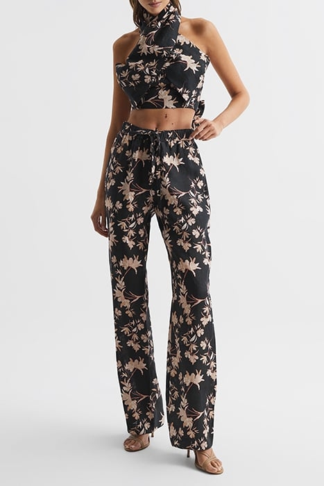 LEO-LINEN PRINT TROUSER BLACK PRINT 2