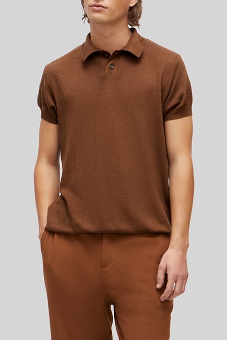 PURE EDITION – AMBER OPENWORK KNIT POLO SHIRT 1