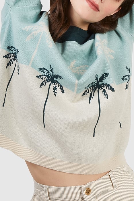 IMPERIAL GREEN PALM MOTIF JACQUARD KNIT SWEATER 5