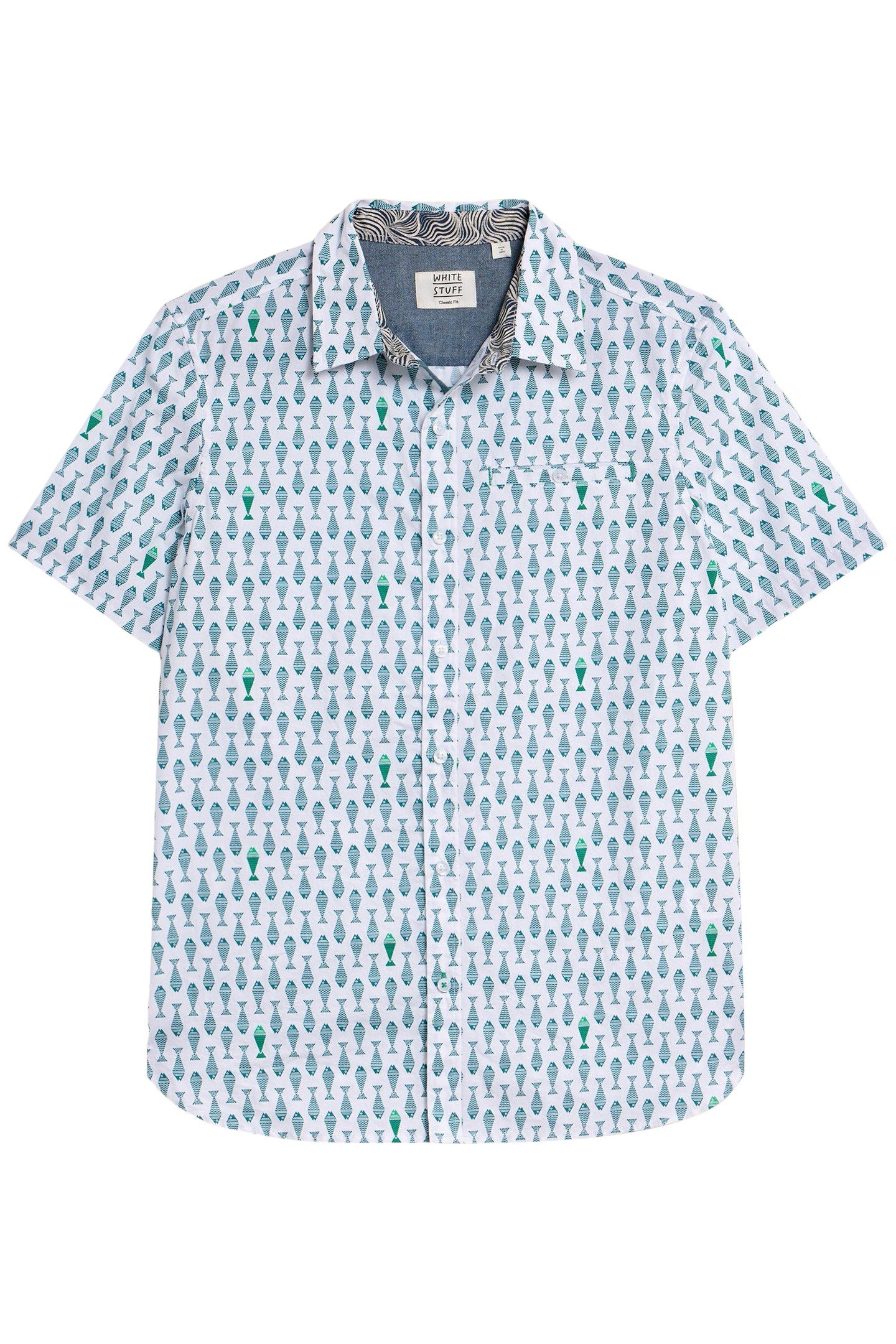 GEO FISH PRINTED SS SHIRT WHITE PRINT 3