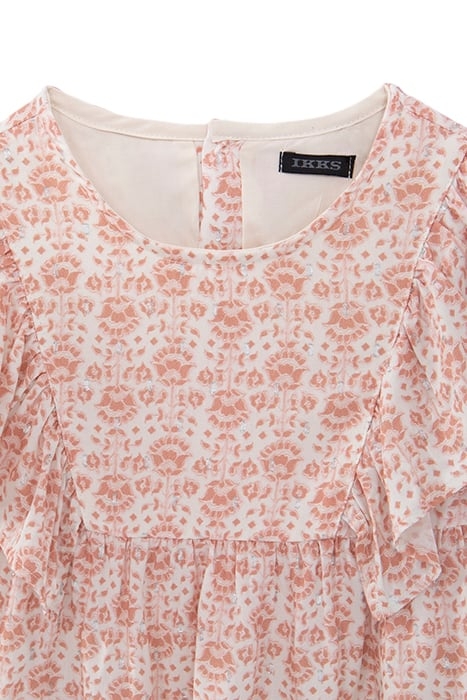 GIRLS’ ECRU BLOUSE, FLOWERY PRINT WITH SILVER THREADS 3