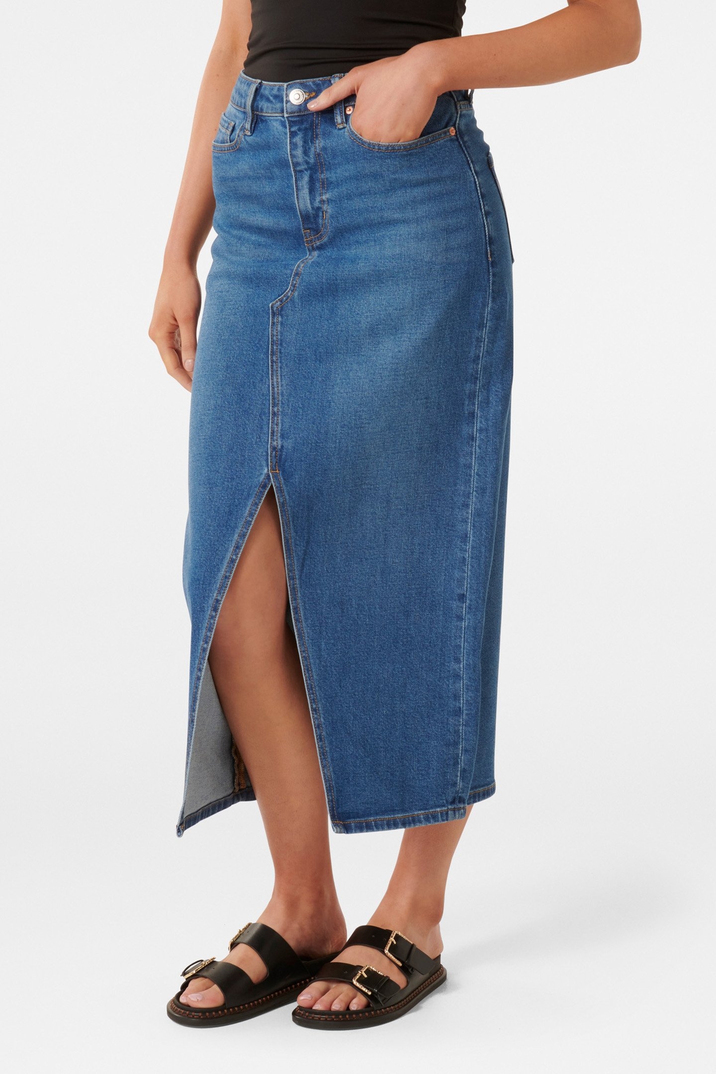 MARION MIDAXI SKIRT DARK WASH 5