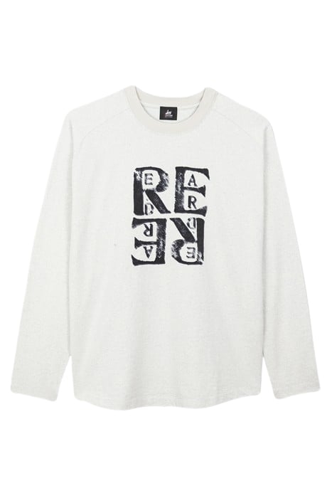 MENS GREY LS TSHIRT STAMP PRINT GREY BEIGE 4