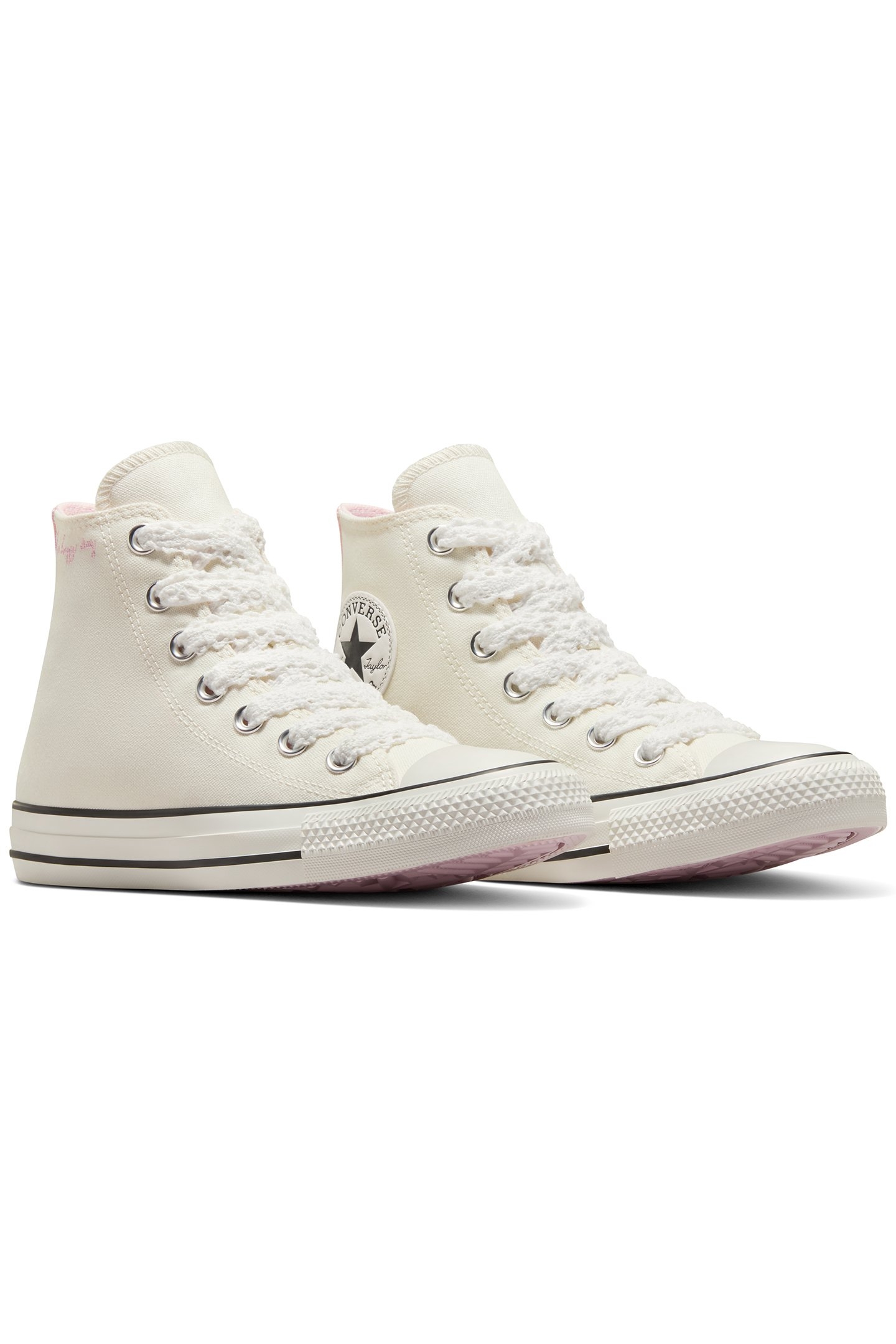 CHUCK TAYLOR ALL STAR CROCHET LACES EGRET/SUMMIT PINK/BLACK 2