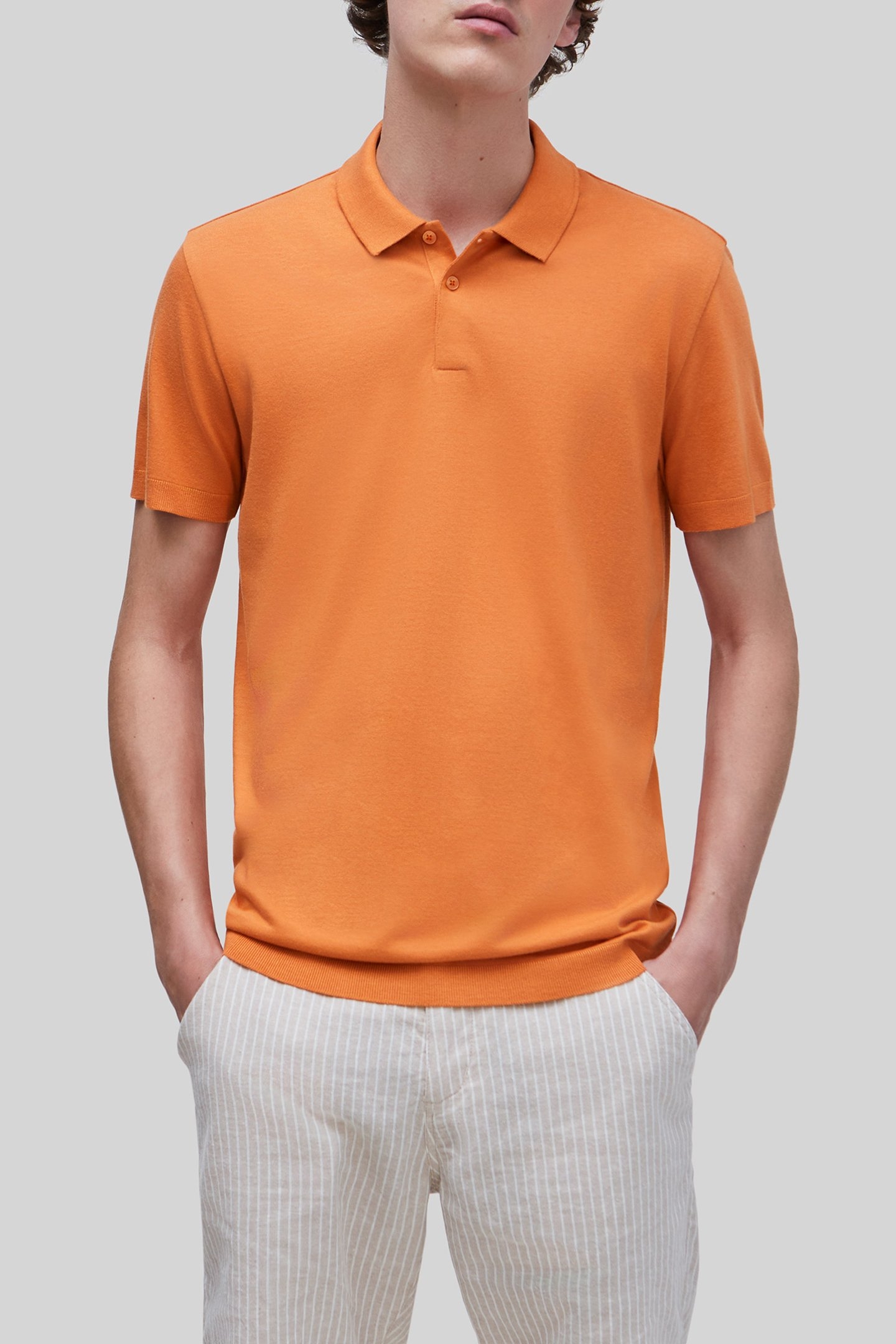 ORANGE COTTON MODAL BLEND POLO SHIRT 1